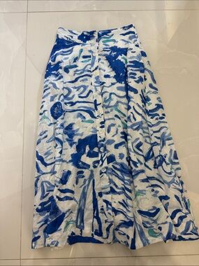 EXTREMELY HARD TO FIND RARE Blue & White Printed Button-Front Women's Skirt